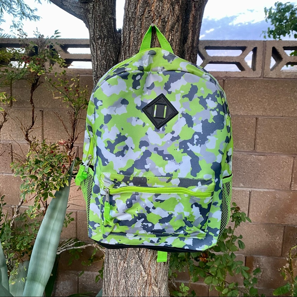 Green Camo Lightweight School Backpack